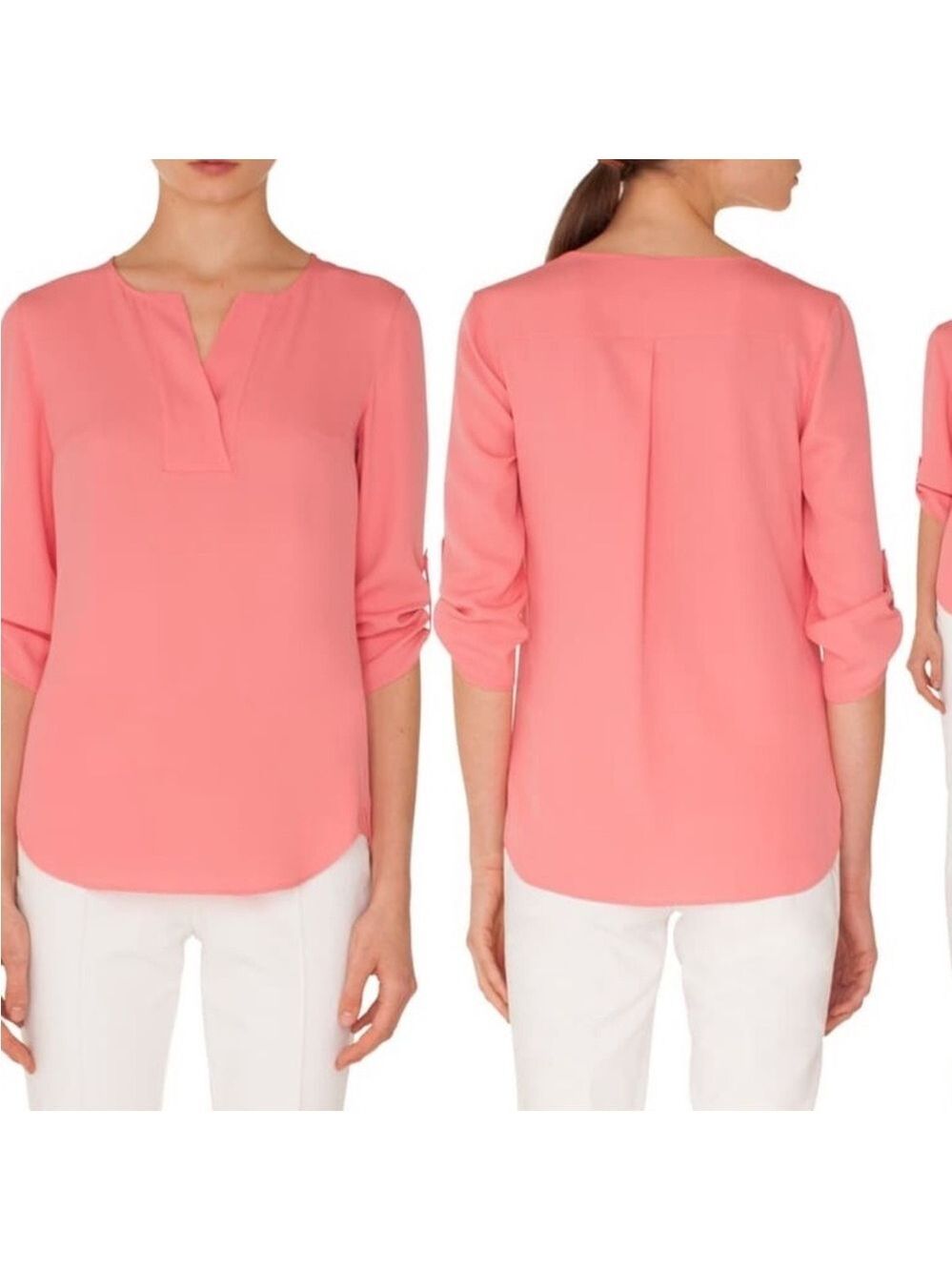 Akris Punto Coral V Neck Blouse